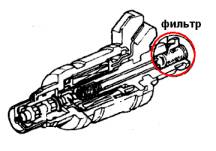 Фильтр, расположенный внутри форсунки